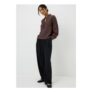 Chocolate Brown Textured High Neck Blouse