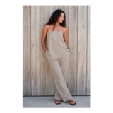 Chocolate Drawstring Stripe Trouser