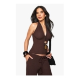 Chocolate Textured Halterneck Top