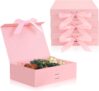 Chostky 4Pcs Gift Box with Lids, 23177cm Magnetic Closure Folding Gift Boxes, Bridesmaid Proposal Box with Ribbons for Christmas Mothers Day Fathers Day Graduations Weddings Birthdays (Pink)
