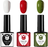 Christmas Gel Nail Polish Set, 3 Colours Green Red White Gel Polish Set Soak Off UV/LED Manicure for Women Nail Art Salon DIY Home