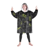 CityComfort Oversized Hoodie Blanket with Sherpa Hood for Kids Grey