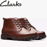 Clarks Batcombe Mix Dark Tan Leather / Black Leather Boots (Size: 6-11) Kids Slipper (Buy 2 Get 20% off – £33.60 Each)