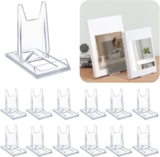Clear Acrylic Display Stand, Adjustable Plastic Easel, Plate Stand, Book Stand for Photos Cards Phones Pictures, Multifunctional Display Holder for Home Office Back to School(12 Pack)