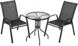 Clevich 3-Piece Patio Bistro Set, Outdoor Garden Furniture Set with 2 Stackable High-Backed Textilene Chairs & Round Safety Glass Table, All-Weather for Balcony, Terrace, Pool