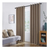 Coastline Luna Blackout Thermal Eyelet Curtains, Mocha 90×90