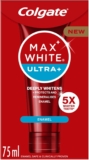 Colgate Max White Ultra Enamel Toothpaste 75ml, Whitens Deep Stains for 5X Whiter Teeth, ActiveShine Technology Smoothes Enamel Surface to Reflect Light, Protects and Remineralises Enamel