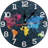 Colourful Wall Clock Garden Clocks – Art Abstract Round Mounted Circular Silent Non Ticking Simple Stylish Design for Kitchen Home Office Decor 1105