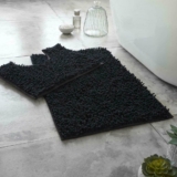 Comfort Collections Bathroom Mat NonSlip 45x60cm Chenille Bath Rug Plush Water Absorbent Shaggy Soft Bath Mats (Black)