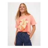 Coral Pink Palm Graphic Slogan T-Shirt