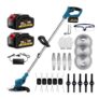 Cordless Grass Strimmer, 21V Electric String Trimmer with 2 X 4000mAh Battery