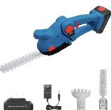 Cordless Hedge Trimmer Electric Shrub & Grass Shears Handheld Cutter with Rechargeable Battery and Charger – Blue E-7