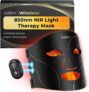 Cordless LED Face Mask Light Therapy for Calm Clear Looking Skin, Blemish Focused Beauty Skincare for Home and Travel, Foldable Lightweight Silicone Mask with 4 Light Mode and NIR, Black