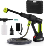 Cordless Pressure Washer 6 in 1 Portable Pressure Washers Pressure Washer Gun with 3-Gear Water Output & 5M Hose 4000mAh Battery Power Washer Jet Wash for Patio, Car, Garden & Boat