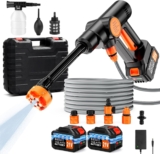 Cordless Pressure Washer, Portable Power Washer, 6 in 1 Battery Pressure Washer with 5M Hose, Jet Wash Tool with Dual Batteries, Handheld Pressure Washer Cleaner for Car/Floor/Garden Cleaning