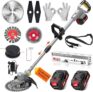 Cordless Strimmer for Makita 18V Battery, 750W Brushless Grass Trimmer with 2 x 4.0Ah Batteries & Fast Charger, 4-in-1 Blade Set for Grass Weeds Garden Strimmer (Gray)