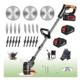 Cordless Telescopic Grass Trimmer with Two 21V Batteries and Charger