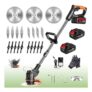 Cordless Telescopic Grass Trimmer with Two 21V Batteries and Charger