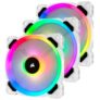 Corsair LL120 RGB 120mm Dual Light Loop PWM RGB Fan – Triple Fan Kit with Lighting Node PRO – White