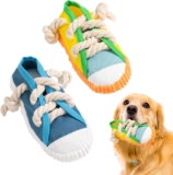 Cosiesnest 2 Pcs Dog Toy Soft Squeaky Plush Toy Dogs Chew Rope Toy for Small Dogs and Puppies Cute Shoe Design for Cuddling and Play Lightweight (Color B)