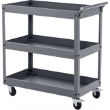 Costway 3 Shelf Grey Metal Utility Cart