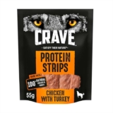 Crave Protein Strips Chicken & Turkey Dog Treats Bags (7x55g) – Best Before: 24/07/2026