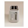 Cream Ribbed 2-Slice Toaster