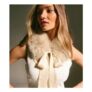 Cream Tie up Faux Fur Collar