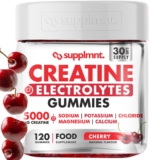 Creatine Gummies with Electrolytes, 5000mg Creatine Monohydrate, Cherry Flavour, 120 Gummies, Vegan, Gluten-Free, Non-GMO, Food Supplement, 30-Day Supply