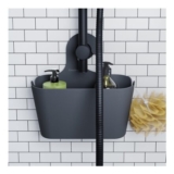 Croydex Grey Shower Caddy No-Drill, Self-Draining, Easy Clean 26x26x8.5 Cm