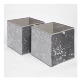 Crushed Velvet Cube Storage Boxes Grey 2-Pack