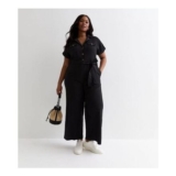 Curves Black Cotton Belted Utility Jumpsuit (Sizes 24,26 & 28)