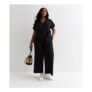 Curves Black Cotton Belted Utility Jumpsuit (Sizes 24,26 & 28)