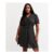 Curves Black Denim v Neck Short Sleeve Front Tie Mini Dress