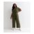 Curves Khaki Cotton Belted Utility Jumpsuit