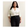 Curves White Front Pocket V-Neck Shirt