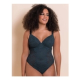 Curvy Kate Logo All Night Lace Plunge Body Denim Blue