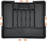Cutlery Drawer Organiser, Compact Drawer Divider for Knives,xtendable Cutlery Tray,Multipurpose Storage for Forks and Spoons,Black,Large