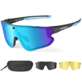 Cycling Sunglasses with Replaceable Magnetic Polarised UV400 Lenses – Silver B 5.6×1.7 inch