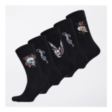 D Hardy Mens Croix Five Pack Dress Socks Black