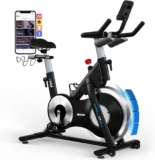 DAMSUN New Professional Exercise Bike, Stronger Magnetic Resistance Spin Bike with Heavier Flywheel, Ultra-Quiet Indoor Cycling Bike with Dumbbell Rack, Comfortable Seat, 400LBs Capacity