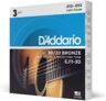 DAddario Guitar Strings – Acoustic Guitar Strings – 80/20 Bronze – For 6 String Guitar – Deep, Bright, Projecting Tone – EJ11-3D – Light, 12-53 – 3-Pack