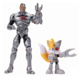 DC x Sonic Tails & Cyborg Action Figure Multipack, Officially Licensed by Jakks Pacific, 2.5 & 5 Action Figures, Sonic x DC Collectibles