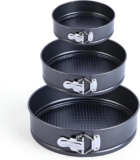 DDUP Carbon Steel Cake Pan Set, 3-Piece (18/20/22 cm), Non-Stick & Leak-Proof with Removable Bottom, Professional Bakeware for Cheesecake, Quiche, Tart, and Gateaux