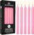 DECO EXPRESS Tapered Candle Set of 15 Classic Dripless Rustic Tapered Unscented 9H Burn Time Handmade Decorative Dinner Candles Restaurant Home Christmas (Pink, 15 Pack)