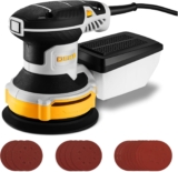 DEKOPRO Random Orbit Sander 300W with 16Pcs Sandpapers, 6 Variable Speed 14000RPM, 125MM Hand Electric Tool, Dust Removal Function, Fit for Woodworking/Sanding