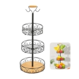 DIBALIYI 3-Tier Fruit Basket with Banana Hanger, Black
