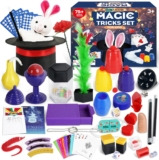 DINORUN Magic Tricks-Kids Magic Set with Magic Hat & Magic Wand & Instruction for Kids, Toys for 6 7 8 9 10 11 12 Year Old Boys Girls Gifts, 75 Tricks