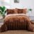 DJY Brown Geometric Duvet Cover Golden Stripes Bedding Set, Reversible Lightweight Bedding Sets 3pcs with Zipper Closure (Double, 200x200cm)