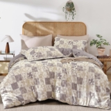 DJY Purple Duvet Cover Set Double Size, Floral Leaves Design 3-Piece Bedding Set – Soft Microfiber, Wrinkle-Resistant Duvet Cover with Hidden Zipper (Double, 200x200cm)